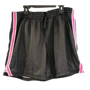 Danskin Youth Basketball Soccer Shorts Breathable Mesh Black Pink Sz Large 12/14
